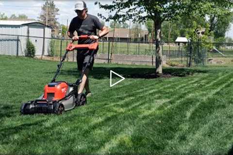 My FIRST EVER Mow With Battery Powered Rotary Mower // Milwaukee M18 Mower Initial Review