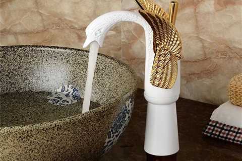 Luxury White Swan Faucet with Golden Wings Bathroom Tap