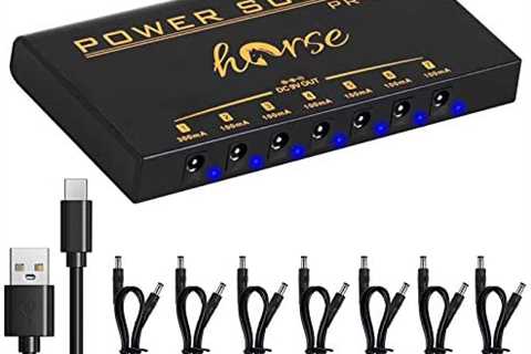 Guitar Pedal Power Supply,Horse Portable 7 Isolated DC Output Built-in Rechargeable Battery for 9V..