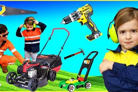 Best Lawn Mower Yardwork Tools 🔨Video for Kids | BLiPPi Toys | min min playtime