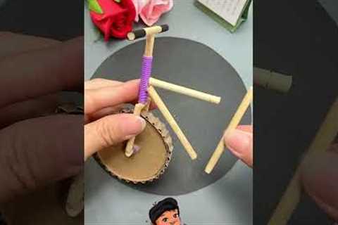 waste Cardboard peices idea | miniature bycycle craft #shorts #ytshorts #viral #DIY