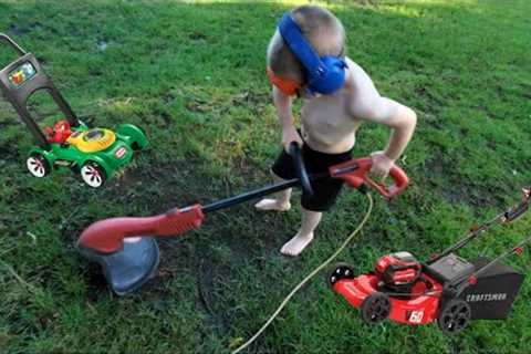 LAWN MOWER videos for toddlers! | Weed Eater, Gardening tools and video for kids