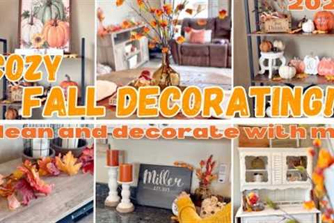 COZY Fall Decorating 2023! Decorating my Kitchen + Living Room! Clean and Decorate With Me 2023