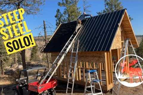 Best Way to Install a Metal Roof on an Off Grid Cabin...Alone.