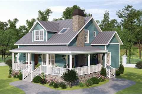 The Most Charming Cottage - Small House Design With A Wrap-Around Porch 2 Bedrooms & AN OFFICE.