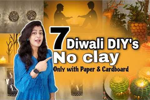 7 Easy Diwali DIY''s With Paper & Cardboard | Home Decor craft ideas | Best out of waste ✨️