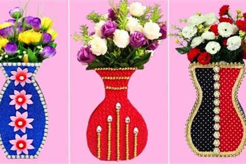 3 Beautiful Flower Vase Ideas With Cardboard and Foam Sheet | Best Out of Waste | Flower Vase DIY